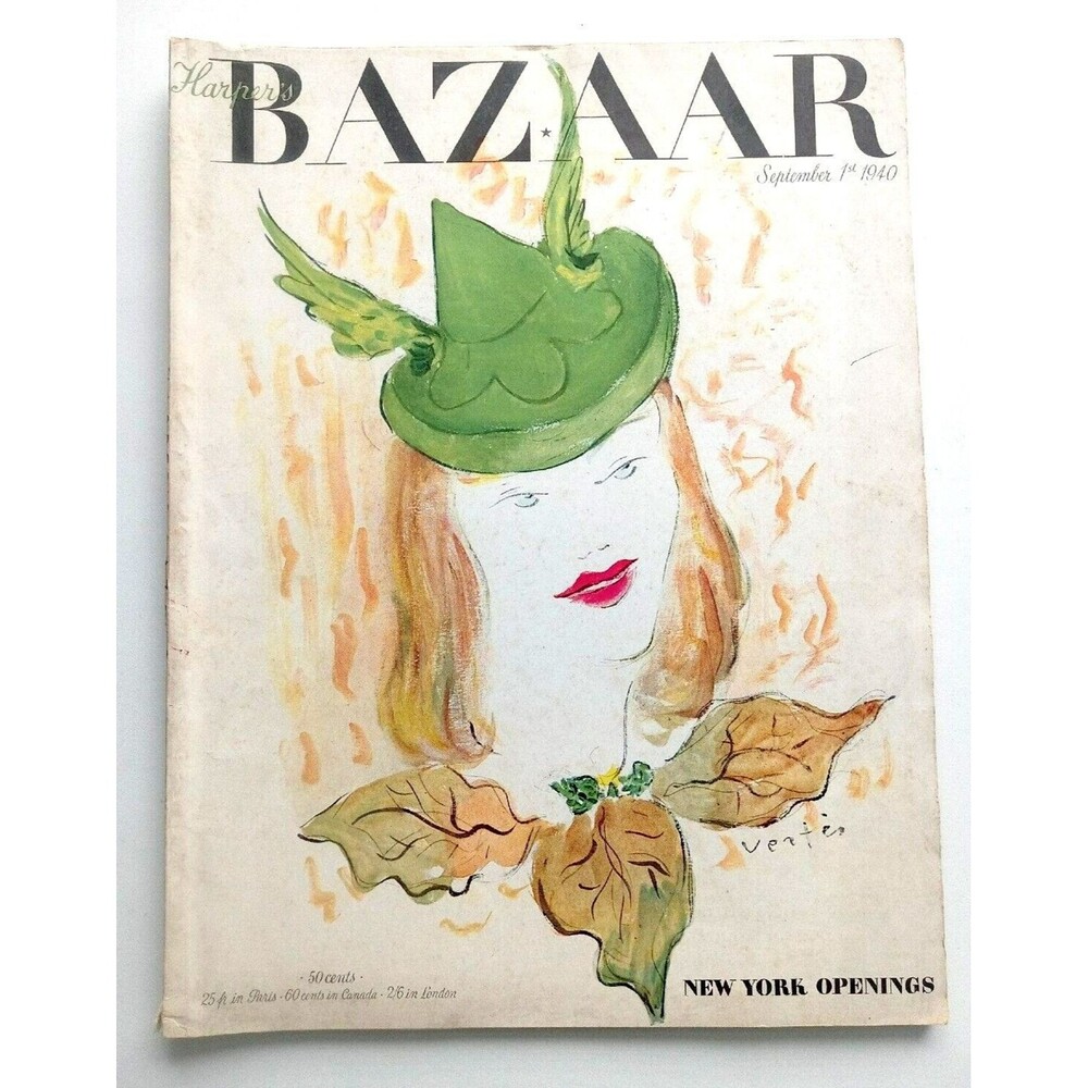 Vintage Harpers Bazaar Magazine - September 1940 Diana Vreeland Vertes Ads